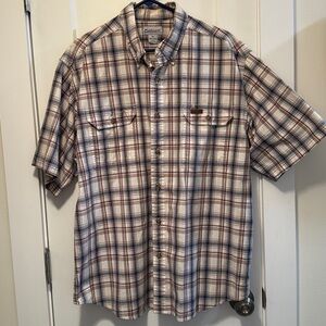 Carhartt Men's 100% Cotton Casual Button Down Short Sleeve Plaid Shirt Size XL